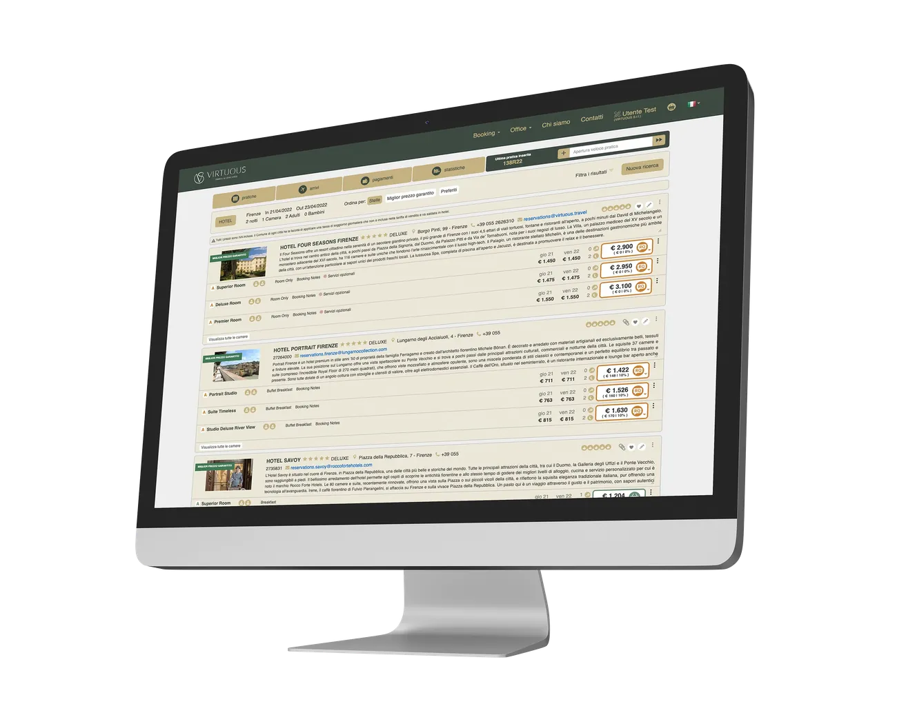 Il gestionale TourOperator B2B su un monitor